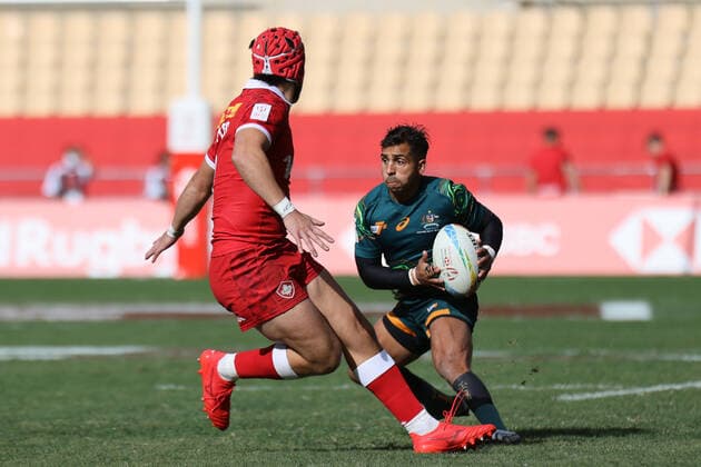 January 29, 2022, Sevilla, Sevilla, Spain: Maurice Longbottom of Australia in action during the Men s HSBC World Rugby Sevens Series 2022 match between Australian and Canada at the La Cartuja stadium in Seville, on January 29, 2022. Sevilla Spain - ZUMAd159 20220129_zia_d159_090 Copyright: xJosexLuisxContrerasx