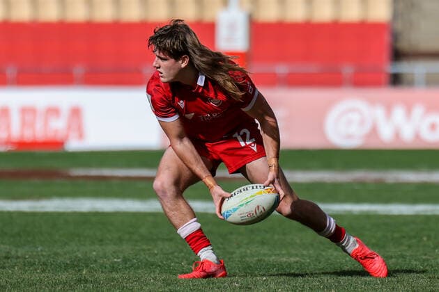 January 29, 2022, Sevilla, Sevilla, Spain: Thomas Isherwood of Canada in action during the Men s HSBC World Rugby Sevens Series 2022 match between Australian and Canada at the La Cartuja stadium in Seville, on January 29, 2022. Sevilla Spain - ZUMAd159 20220129_zia_d159_092 Copyright: xJosexLuisxContrerasx