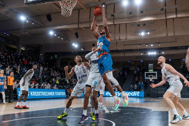 Jaron Blossomgame Ratiopahrm Ulm 4 meets Hamburg Towers vs Ratiopharm Ulm, Basketball, Bundesliga, Hauptrunde, Spieltag 19, Saison 2021 2022, 29 01 2022 Marcel von Fehrn Hamburg Towers vs Ratiopharm Ulm, Basketball, Bundesliga, Hauptrunde, Spieltag 19, Saison 2021 2022, 29 01 2022 Hamburg Copyright: xEibnerxPressefoto MarcelxvonxFehrnx EP_MFN