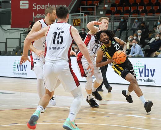 Rohndell Domminic Goodwin Kirchheim 21 , Bayer Giants Leverkusen vs VfL Kirchheim Knights, Basketball, 2 Bundesliga, 22 Spieltag, 29 01 2022, Bayer Giants Leverkusen vs VfL Kirchheim Knights, Basketball, 2 Bundesliga, 22 Spieltag, 29 01 2022, Photo EIBNER Joerg Niebergall Leverkusen Copyright: xJoergxNiebergall Eibner-Pressefox EP_JNL