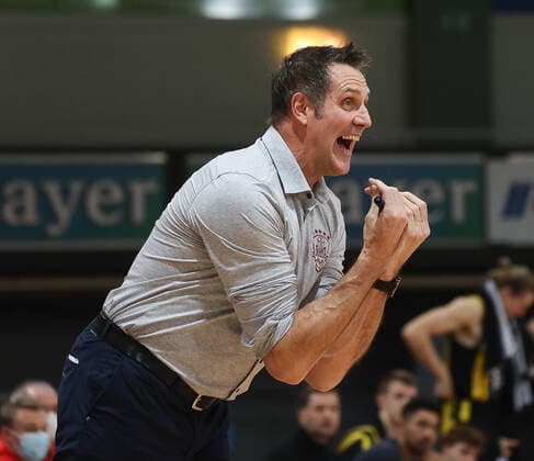 Hans Gnad, Headcoach Leverkusen Bayer Giants Leverkusen vs VfL Kirchheim Knights, Basketball, 2 Bundesliga, 22 Spieltag, 29 01 2022, Bayer Giants Leverkusen vs VfL Kirchheim Knights, Basketball, 2 Bundesliga, 22 Spieltag, 29 01 2022, Photo EIBNER Joerg Niebergall Leverkusen Copyright: xJoergxNiebergall Eibner-Pressefox EP_JNL