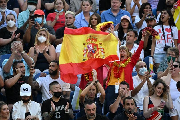 TENNIS AUSTRALIAN OPEN, Rafael Nadal?s fans are seen before the men?s singles final between Russia?s Daniil Medveded and Spain?s Rafael Nadal on Day 14 of the Australian Open at Melbourne Park in Melbourne, Saturday, January 29, 2022. ( NO ARCHIVING, EDITORIAL USE ONLY, NO USE IN BOOKS WITHOUT CONSENT MELBOURNE VIC AUSTRALIA  Copyright: xDEANxLEWINSx 20220130001618397794