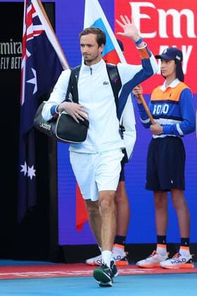Mandatory Credit: Photo by Ella Ling Shutterstock (12778014b) Daniil Medvedev walks onto court ahead of the Men s Singles final Australian Open, Day Fourteen, Tennis, Melbourne Park, Melbourne, Australia - 30 Jan 2022 Australian Open, Day Fourteen, Tennis, Melbourne Park, Melbourne, Australia - 30 Jan 2022  Copyright: xEllaxLing Shutterstockx 12778014b