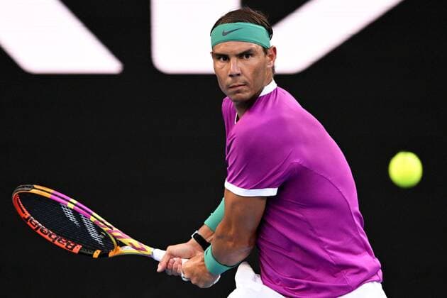Mandatory Credit: Photo by James Gourley Shutterstock (12778011aw) Rafael Nadal during the Men s Singles final Australian Open, Day Fourteen, Tennis, Melbourne Park, Melbourne, Australia - 30 Jan 2022 Australian Open, Day Fourteen, Tennis, Melbourne Park, Melbourne, Australia - 30 Jan 2022  Copyright: xJamesxGourley Shutterstockx 12778011aw