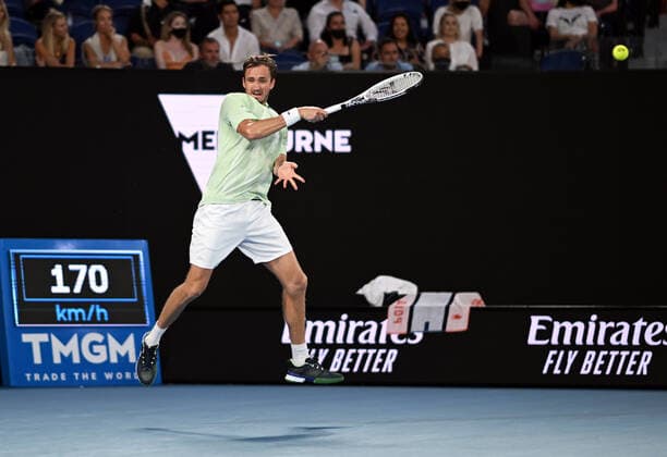 Mandatory Credit: Photo by James Gourley Shutterstock (12778011cj) Daniil Medvedev during the Men s Singles final Australian Open, Day Fourteen, Tennis, Melbourne Park, Melbourne, Australia - 30 Jan 2022 Australian Open, Day Fourteen, Tennis, Melbourne Park, Melbourne, Australia - 30 Jan 2022  Copyright: xJamesxGourley Shutterstockx 12778011cj