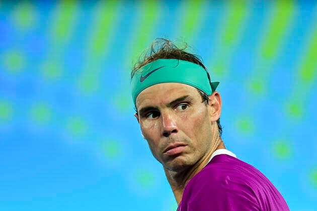 TENNIS AUSTRALIAN OPEN, Rafael Nadal of Spain reacts during the men?s singles final against Daniil Medvedev of Russia on Day 14 of the Australian Open at Melbourne Park in Melbourne, Sunday, January 30, 2022. ( NO ARCHIVING, EDITORIAL USE ONLY, NO USE IN BOOKS WITHOUT CONSENT MELBOURNE VIC AUSTRALIA  Copyright: xJOELxCARRETTx 20220130001618408301