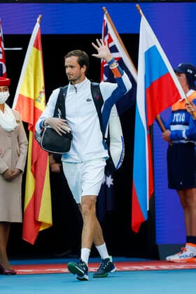 Daniil Medvedev enters the court, final, final tennis Australian Open 2022 Grand Slam Melbourne Park Melbourne Victoria Australia 30 January 2022 Copyright: xJuergenxHasenkopfx