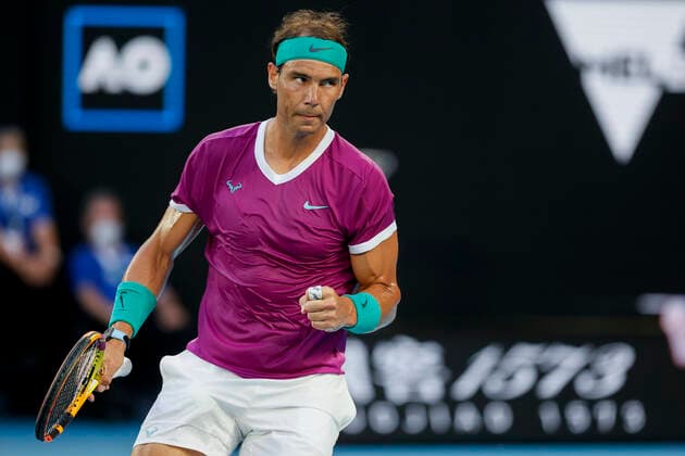 Rafael Nadal ESP makes fist and cheers,jubilation,joy,emotion,final,final tennis Australian Open 2022 Grand Slam Melbourne Park Melbourne Victoria Australia 30 January 2022 Copyright: xJuergenxHasenkopfx