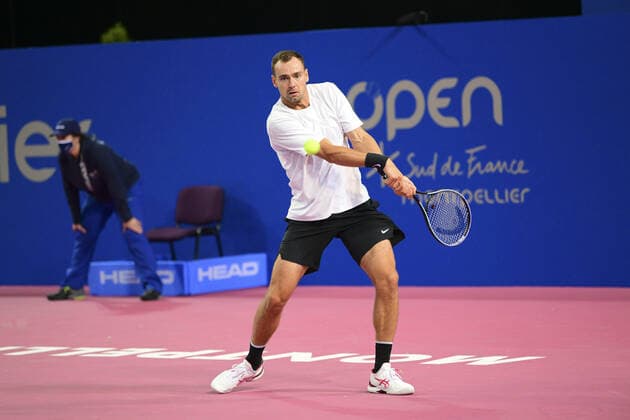 Roman Safiullin (Rus) TENNIS : Open Sud de France 2022 - Qualifs - Montpellier - 30 01 2022 JBAutissier Panoramic 