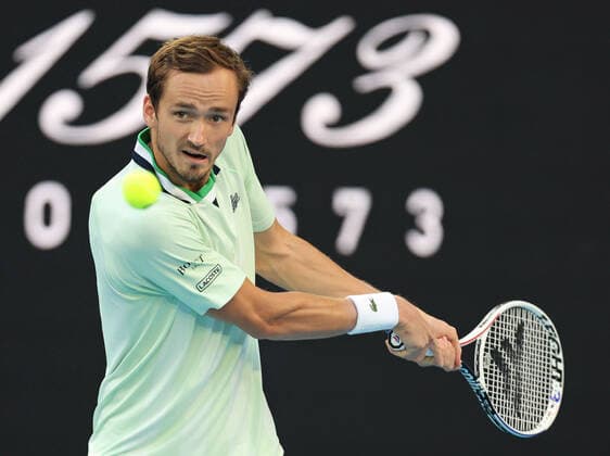 Tennis: Australian Open Daniil Medvedev of Russia plays against Rafael Nadal of Spain in the men s singles final at the Australian Open tennis championships in Melbourne on Jan. 30, 2022.  A14AA0001215534P