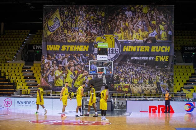 Oldenburg, Lower Saxony, DEU, 30 01 2022, EWE Baskets Oldenburg vs Telekom Baskets Bonn 1 Basketball Bundesliga Saison 2021 2022, 19 Spieltag, Grosse EWE Arena EWE Baskets Oldenburg vs Telekom Baskets Bonn