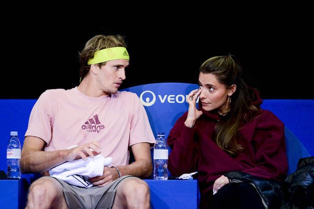 Tennis, ATP tournament in Montpellier, Alexander Zverev training with Sophia Thomalla