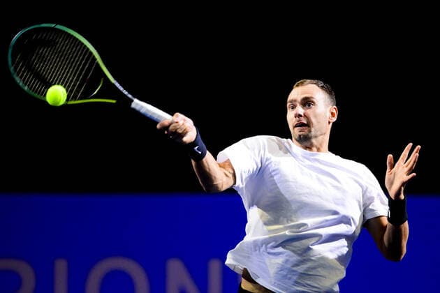 Roman Safiullin (Rus) TENNIS : Open Sud de France 2022 - Montpellier - Qualifs - 31 01 2022 JBAutissier Panoramic 
