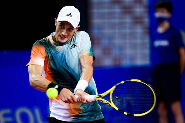 Antoine Hoang (Fra) TENNIS : Open Sud de France 2022 - Montpellier - Qualifs - 31 01 2022 JBAutissier Panoramic 
