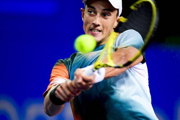 Antoine Hoang (Fra) TENNIS : Open Sud de France 2022 - Montpellier - Qualifs - 31 01 2022 JBAutissier Panoramic 