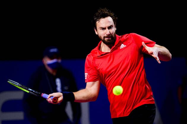 Ernest Gulbis (Lat) TENNIS : Open Sud de France 2022 - Montpellier - Qualifs - 31 01 2022 JBAutissier Panoramic 