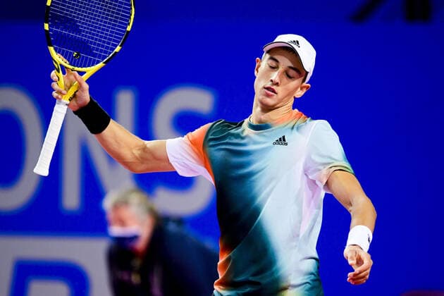 Antoine Hoang (Fra) TENNIS : Open Sud de France 2022 - Montpellier - Qualifs - 31 01 2022 JBAutissier Panoramic 