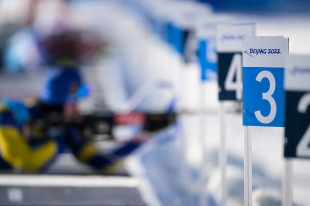 220201 A Beijing 2022 sign at the shooting range during a men s biathlon training session ahead of the 2022 Winter Olympics on February 1, 2022 in Zhangjiakou. Photo: Joel Marklund BILDBYRAN kod JM JM0261 bbeng skidskytte biathlon skiskyting Olympic Games, Olympische Spiele, Olympia, OS olympics winter olympics os ol olympiska spel vinter-os olympiske leker peking peking 2022 beijing 2022 beijing 2022 olympic games beijing 2022 winter olympic games peking-os beijing-ol vinter-ol träning training practice trening Sverige Sweden genre *** 220201 A Beijing 2022 sign at the shooting range during a mens biathlon training session ahead of the 2022 Winter Olympics on February 1, 2022 in Zhangjiakou Photo Joel Marklund PICTURE BILL code JM JM0261 bbeng biathlon biathlon biathlon olympic games olympics winter olympics os ol olympic games winter os olympiske leker peking peking peking 2022 beijing 2022 beijing 2022 olympic games beijing 2022 winter olympic games peking os beijing ol vinter ol träning training practice practice Sverige Sweden genre,  Copyright: JOELxMARKLUND BB220201JM026
