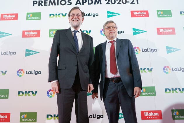 January 31, 2022, Madrid, Spain: Mariano Rajoy and Jose Damian Gonzalez are seen during the celebration of the VI Gala of the Sports Journalists in Madrid..The mayor of Madrid, Jose Luis Martinez-Almeida, was one of the award winners of the Madrid Sports Press Association (APDM), which presented its annual awards at the gala. The awards are intended to recognize the contribution made in favor of during 2021 by all the agents involved in this activity: athletes, companies, entities, clubs and journalists. Madrid Spain - ZUMAs197 0149512250st Copyright: xAtilanoxGarciax