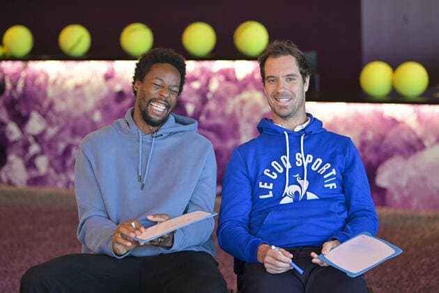 Gael Monfils (Fra) et Richard Gasquet (Fra) pendant l interview Konbini TENNIS : Open Sud de France 2022 - Montpellier - 01 02 2022 JBAutissier Panoramic 