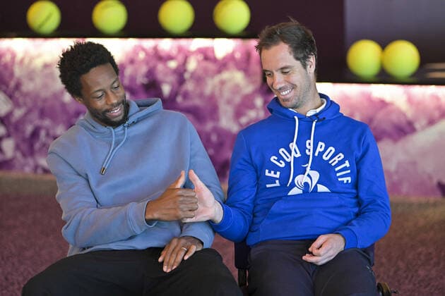 Gael Monfils (Fra) et Richard Gasquet (Fra) pendant l interview Konbini TENNIS : Open Sud de France 2022 - Montpellier - 01 02 2022 JBAutissier Panoramic 