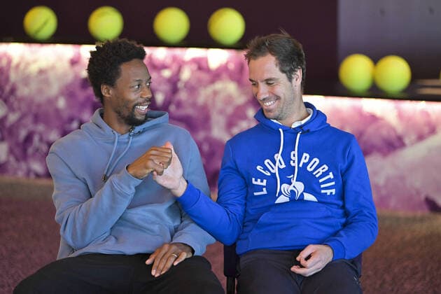 Gael Monfils (Fra) et Richard Gasquet (Fra) pendant l interview Konbini TENNIS : Open Sud de France 2022 - Montpellier - 01 02 2022 JBAutissier Panoramic 