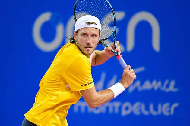Lucas Pouille (Fra) TENNIS : Open Sud de France 2022 - Montpellier - 01 02 2022 JBAutissier Panoramic 