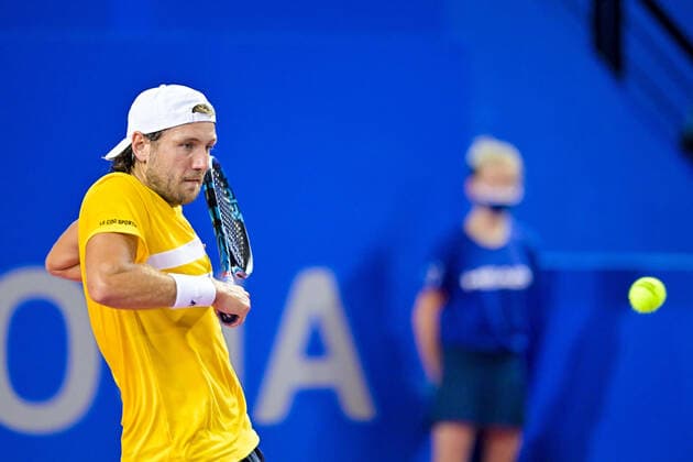 Lucas Pouille (Fra) TENNIS : Open Sud de France 2022 - Montpellier - 01 02 2022 JBAutissier Panoramic 