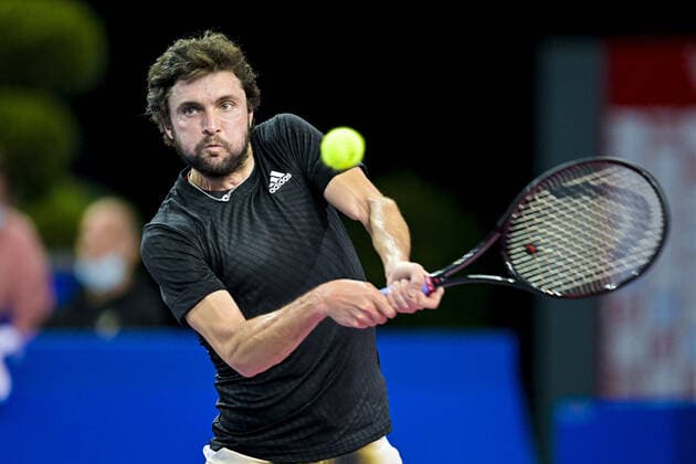 Gilles Simon (Fra) TENNIS : Open Sud de France 2022 - Montpellier - 01 02 2022 JBAutissier Panoramic 