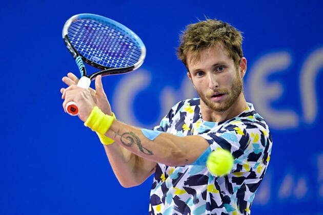Corentin Moutet (Fra) TENNIS : Open Sud de France 2022 - Montpellier - 01 02 2022 JBAutissier Panoramic 