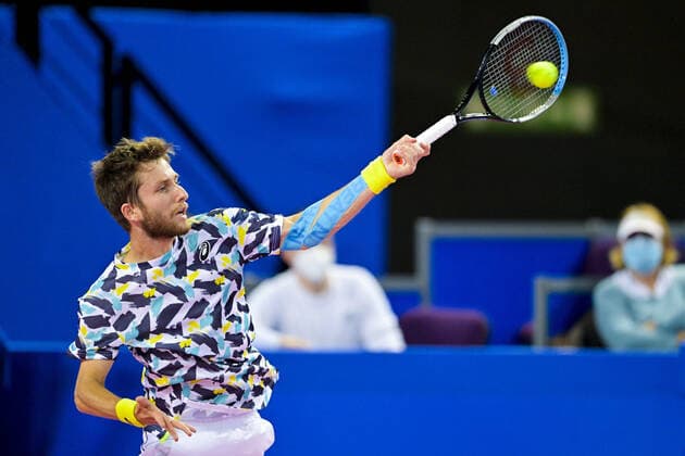 Corentin Moutet (Fra) TENNIS : Open Sud de France 2022 - Montpellier - 01 02 2022 JBAutissier Panoramic 