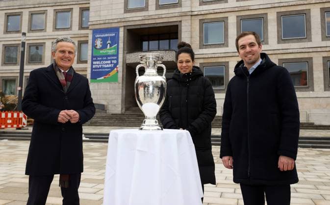 01 02 22 UEFA Euro Week Stuttgart Germany, Stuttgart, 01 02 2022, Football, UEFA Euro 2024 Week in Stuttgart v l Frank Nopper OB City of Stuttgart , Celia Sasic, Philipp Lahm