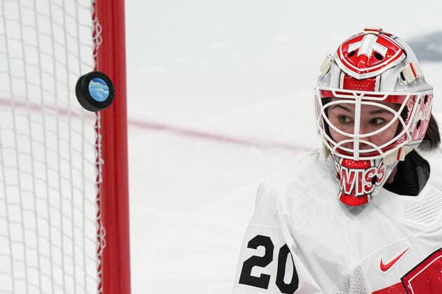(220203) -- BEIJING, Feb. 3, 2022 -- Andrea Braendli of Switzerland competes during the women s Ice hockey, Eishockey preliminary round Group A match between Canada and Switzerland at the National Indoor Stadium in Beijing, China, Feb. 3, 2022. ) (BEIJING2022)CHINA-BEIJING-OLYMPIC Winter games, Winterspiele,Spiele, Summer games ICE HOCKEY-WOMEN S PRELIMINARY (CN) DuxYu 