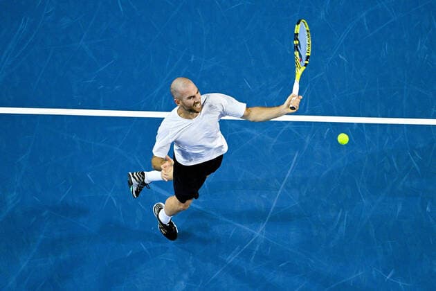 Adrian Mannarino (Fra) TENNIS : Open Sud de France 2022 - Montpellier - 03 02 2022 JBAutissier Panoramic 