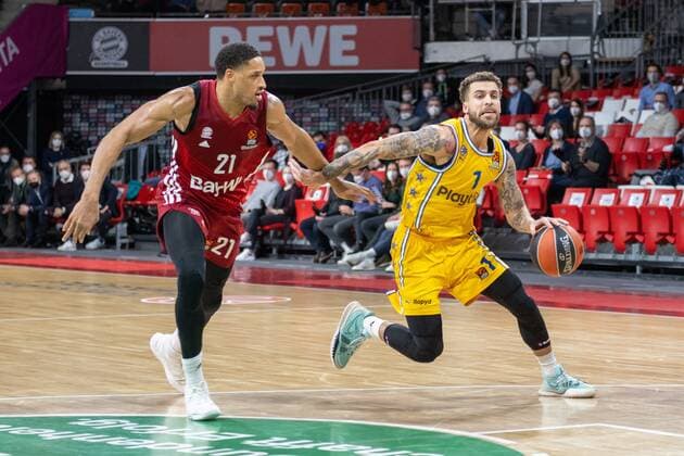 Augustine Rubit 21 FC Bayern , Scottie Wilbekin 1 Maccabi Fox Tel Aviv , FC Bayern Basketball vs Maccabi Fox Tel Aviv, Euroleague, 03 02 2022 Muenchen Bayern Germany Copyright: xkolbert-press UlrichxGamelx