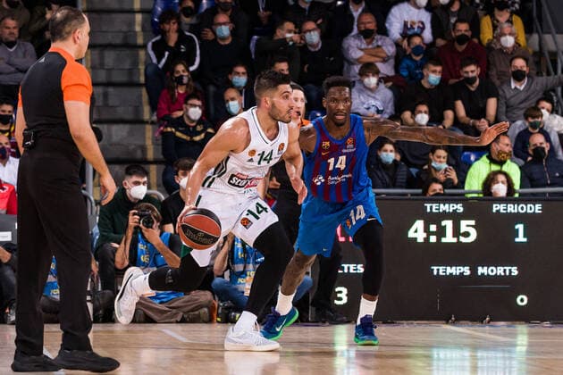 February 3, 2022, Barcelona, Barcelona, Spain: Leonidas Kaselakis of Panathinaikos OPAP Athens in action during the Turkish Airlines EuroLeague match between FC Barcelona, Barca and Panathinaikos OPAP Athens at Palau Blaugrana on February 03, 2022 in Barcelona, Spain. Barcelona Spain - ZUMAa181 20220203_zaa_a181_039 Copyright: xJavierxBorregox