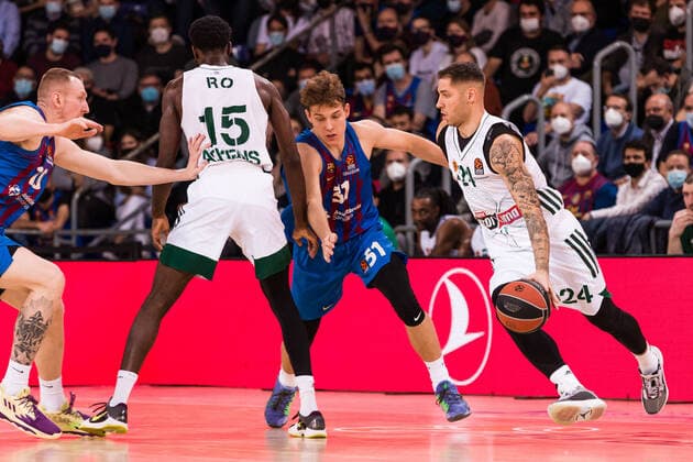 February 3, 2022, Barcelona, Barcelona, Spain: Stefan Jovic of Panathinaikos OPAP Athens in action during the Turkish Airlines EuroLeague match between FC Barcelona, Barca and Panathinaikos OPAP Athens at Palau Blaugrana on February 03, 2022 in Barcelona, Spain. Barcelona Spain - ZUMAa181 20220203_zaa_a181_040 Copyright: xJavierxBorregox