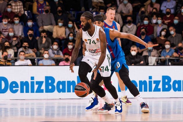 February 3, 2022, Barcelona, Barcelona, Spain: Howard Sant-Roos of Panathinaikos OPAP Athens in action during the Turkish Airlines EuroLeague match between FC Barcelona, Barca and Panathinaikos OPAP Athens at Palau Blaugrana on February 03, 2022 in Barcelona, Spain. Barcelona Spain - ZUMAa181 20220203_zaa_a181_046 Copyright: xJavierxBorregox