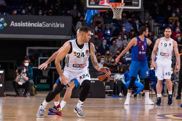 February 3, 2022, Barcelona, Barcelona, Spain: Stefan Jovic of Panathinaikos OPAP Athens in action during the Turkish Airlines EuroLeague match between FC Barcelona, Barca and Panathinaikos OPAP Athens at Palau Blaugrana on February 03, 2022 in Barcelona, Spain. Barcelona Spain - ZUMAa181 20220203_zaa_a181_052 Copyright: xJavierxBorregox