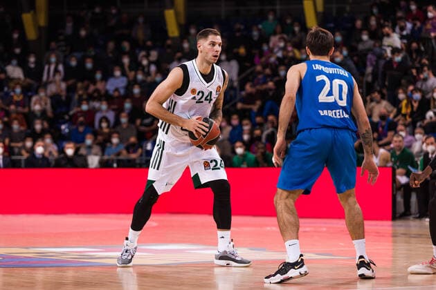 February 3, 2022, Barcelona, Barcelona, Spain: Stefan Jovic of Panathinaikos OPAP Athens in action during the Turkish Airlines EuroLeague match between FC Barcelona, Barca and Panathinaikos OPAP Athens at Palau Blaugrana on February 03, 2022 in Barcelona, Spain. Barcelona Spain - ZUMAa181 20220203_zaa_a181_058 Copyright: xJavierxBorregox