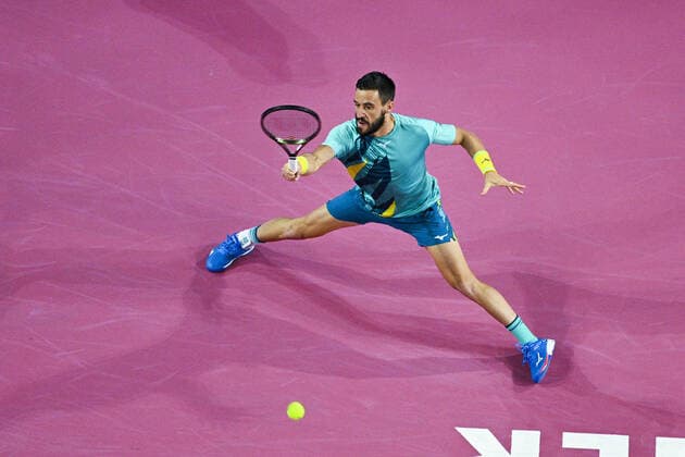 Damir Dzumhur (Bih) TENNIS : Open Sud de France 2022 - Montpellier - 04 02 2022 JBAutissier Panoramic 