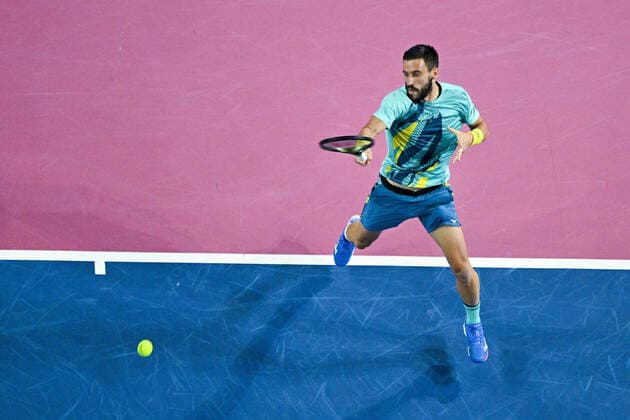 Damir Dzumhur (Bih) TENNIS : Open Sud de France 2022 - Montpellier - 04 02 2022 JBAutissier Panoramic 