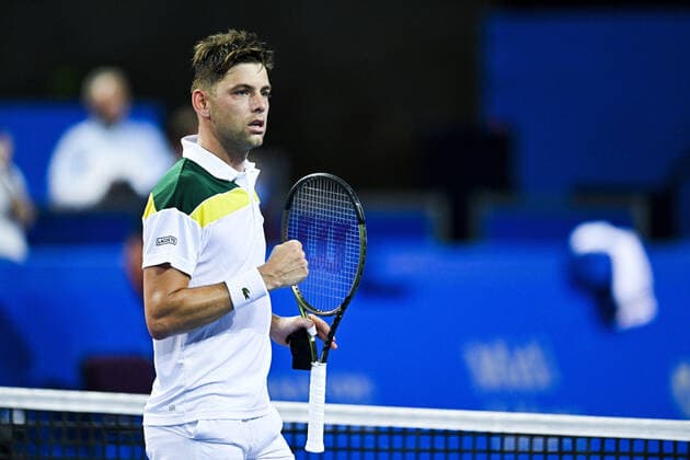 joie de Filip Krajinovic (Srb) TENNIS : Open Sud de France 2022 - Montpellier - 04 02 2022 JBAutissier Panoramic 