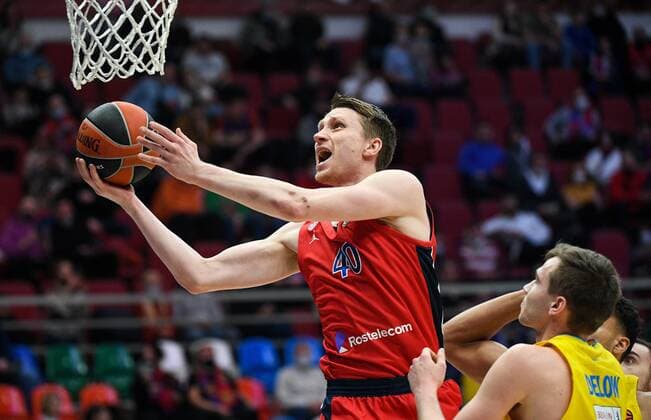 Russia Basketball Euroleague CSKA - ALBA 8104971 04.02.2022 CSKA?s Marius Grigonis tries to score during the Euroleague basketball match between CSKA Moscow and Alba Berlin, in Moscow, Russia. Alexey Maishev Sputnik Moscow Russia  Copyright: xAlexeyxMaishevx
