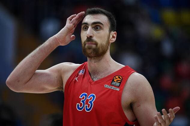 Russia Basketball Euroleague CSKA - ALBA 8104974 04.02.2022 CSKA?s Nikola Milutinov is seen during the Euroleague basketball match between CSKA Moscow and Alba Berlin, in Moscow, Russia. Alexey Maishev Sputnik Moscow Russia  Copyright: xAlexeyxMaishevx