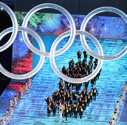 February 4, 2022, Beijing, Beijing, China: FRANCESCO FRIEDRICH and CLAUDIA PECHSTEIN are Germany s flag bearers during the Parade of the Nations as part of the Opening Ceremony of the 2022 Olympic Winter games, Winterspiele,Spiele, Summer games directed by Zhang Yimou at the Beijing National Stadium on February 4th 2022 in Beijing, China Beijing China - ZUMAc179 0149842991st Copyright: xMickaelxChavetx