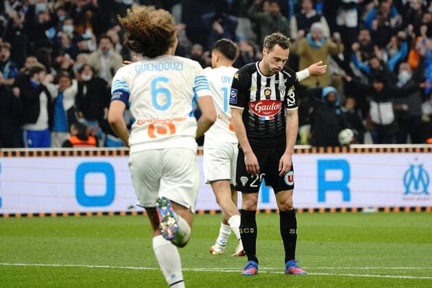 Fußball, Olympique Marseille - SCO Angers Deception - Vincent Manceau (Sco Angers) FOOTBALL : Olympique de Marseille vs SCO Angers - Ligue 1 Uber Eats - Marseille - 04 02 2022 NorbertScanella Panoramic 