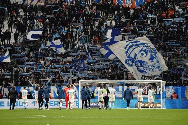 Fußball, Olympique Marseille - SCO Angers Fin de match - joie Marseille FOOTBALL : Olympique de Marseille vs SCO Angers - Ligue 1 Uber Eats - Marseille - 04 02 2022 NorbertScanella Panoramic 