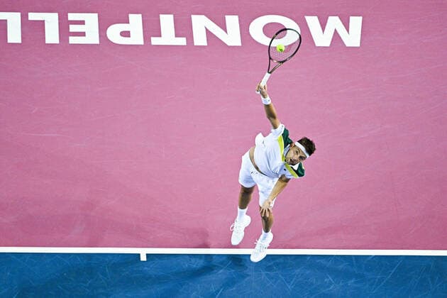 Filip Krajinovic (Srb) TENNIS : Open Sud de France 2022 - Montpellier - 05 02 2022 JBAutissier Panoramic 