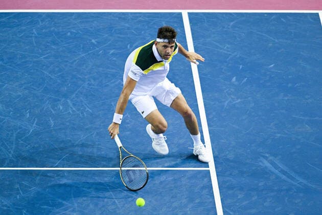 Filip Krajinovic (Srb) TENNIS : Open Sud de France 2022 - Montpellier - 05 02 2022 JBAutissier Panoramic 